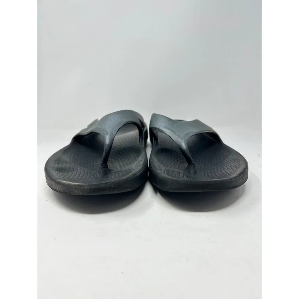 OOFOS Recovery Sandals US Mens 13 Black Flip Flop Thong Graphite Shoes